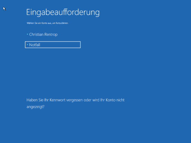 Wählt am besten ein lokales Administrator-Konto.